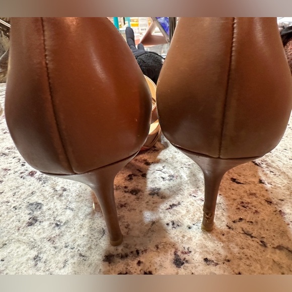 Authentic Christian Louboutin 38.5 brown/tan d’orsey sandal heel shoes - Picture 7 of 10